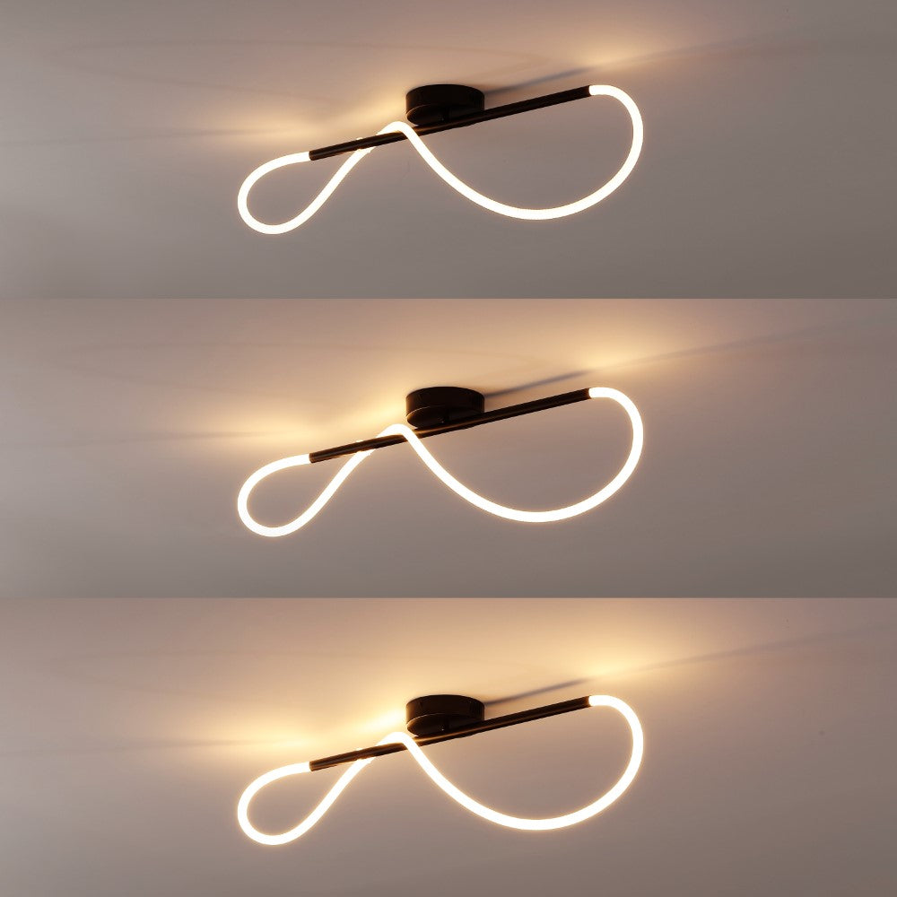 Nagla Contemporary Minimalist 360 Adjustable Silicone Neon Rope Dimmable Linear Integrated LED Flush Mount