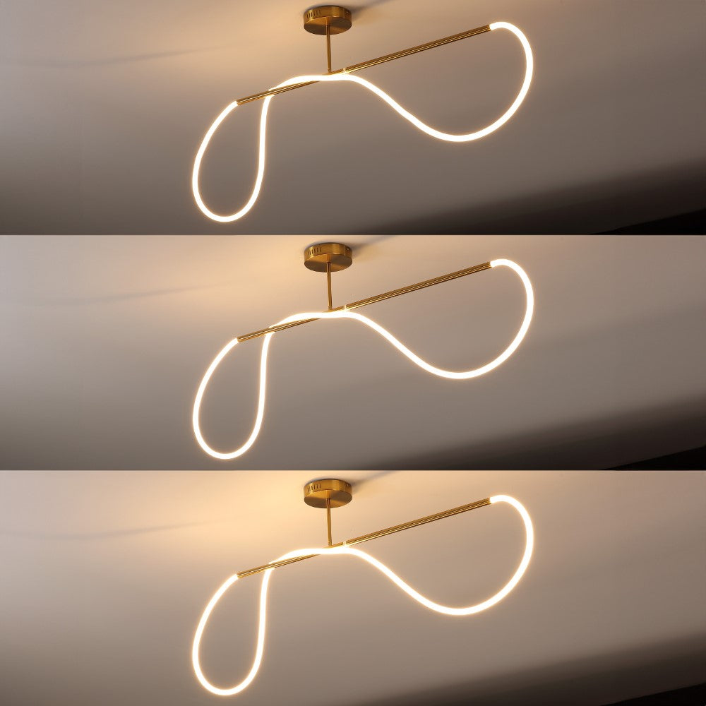 Nagla Contemporary Minimalist 360 Adjustable Silicone Neon Rope Dimmable Linear Integrated LED Flush Mount