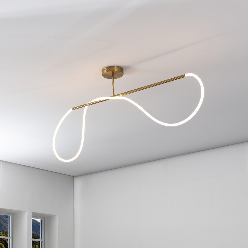 Nagla Contemporary Minimalist 360 Adjustable Silicone Neon Rope Dimmable Linear Integrated LED Flush Mount