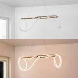 Lisette 59" Contemporary Minimalist 360 Adjustable Silicone Rope/Metal Dimmable Integrated LED Chandelier
