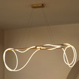 Lisette 59" Contemporary Minimalist 360 Adjustable Silicone Rope/Metal Dimmable Integrated LED Chandelier