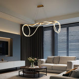 Lisette 59" Contemporary Minimalist 360 Adjustable Silicone Rope/Metal Dimmable Integrated LED Chandelier