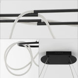 Lisette 59" Contemporary Minimalist 360 Adjustable Silicone Rope/Metal Dimmable Integrated LED Chandelier