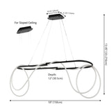 Lisette 59" Contemporary Minimalist 360 Adjustable Silicone Rope/Metal Dimmable Integrated LED Chandelier