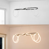 Lisette 59" Contemporary Minimalist 360 Adjustable Silicone Rope/Metal Dimmable Integrated LED Chandelier