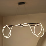 Lisette 59" Contemporary Minimalist 360 Adjustable Silicone Rope/Metal Dimmable Integrated LED Chandelier