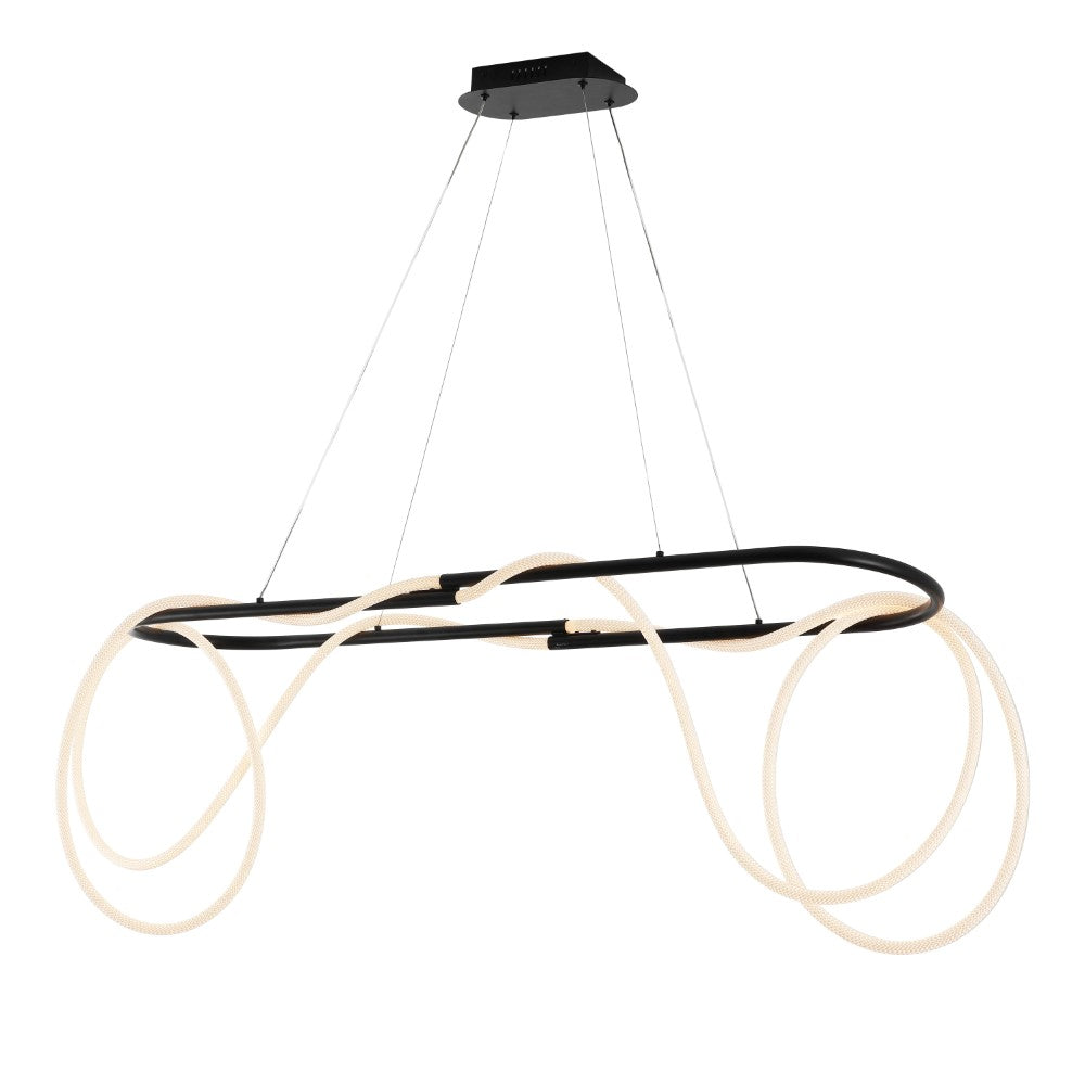 Lisette 59" Contemporary Minimalist 360 Adjustable Silicone Rope/Metal Dimmable Integrated LED Chandelier