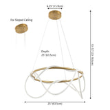 Riya 25" Contemporary Minimalist 360 Adjustable Silicone Neon Rope Dimmable Integrated LED Chandelier