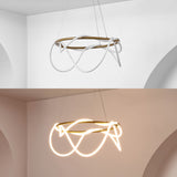 Riya 25" Contemporary Minimalist 360 Adjustable Silicone Neon Rope Dimmable Integrated LED Chandelier