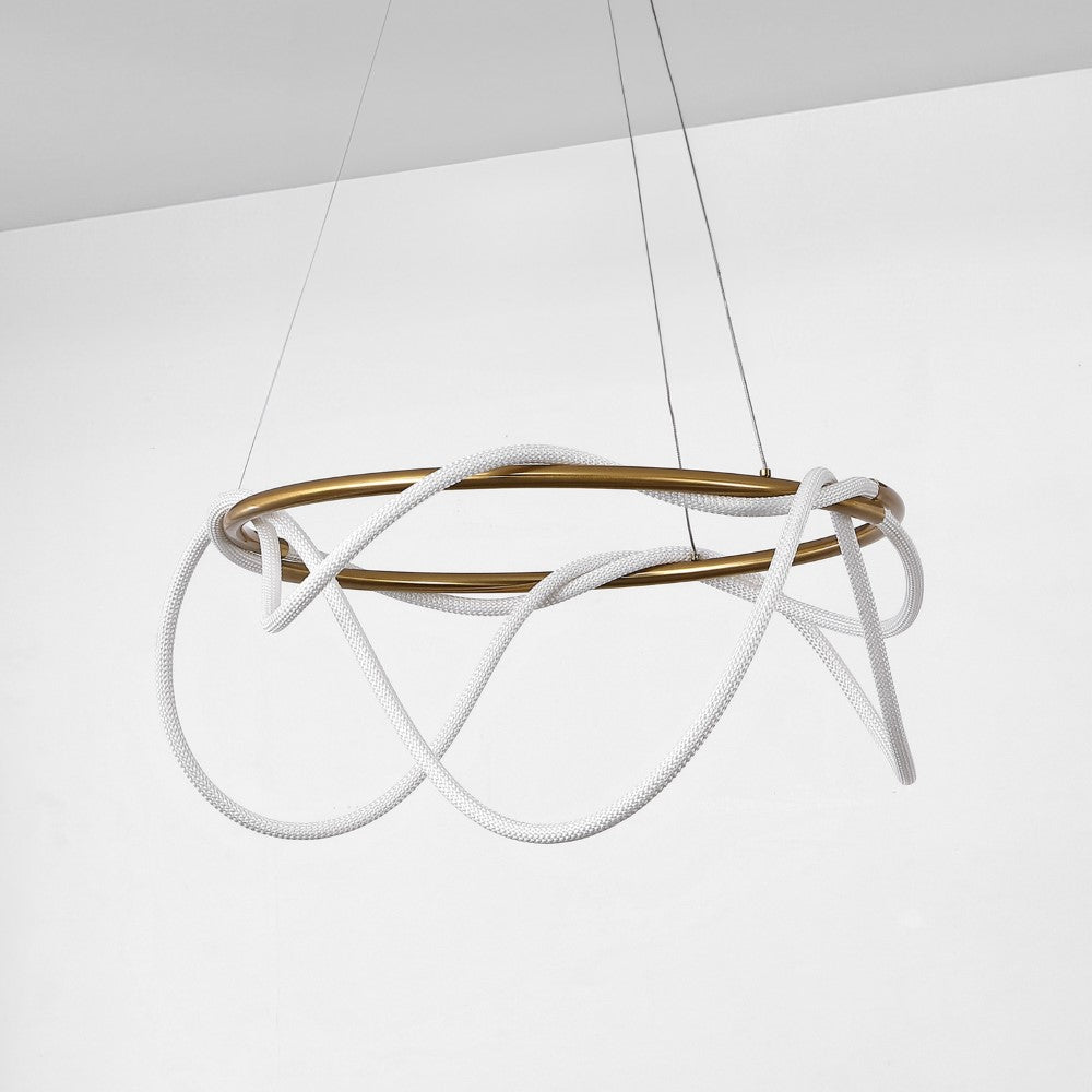 Riya 25" Contemporary Minimalist 360 Adjustable Silicone Neon Rope Dimmable Integrated LED Chandelier