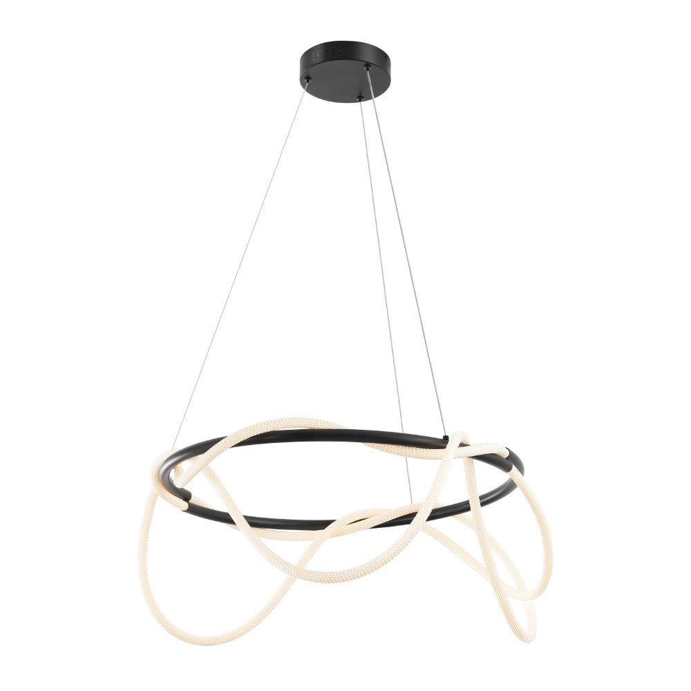 Riya 25" Contemporary Minimalist 360 Adjustable Silicone Neon Rope Dimmable Integrated LED Chandelier