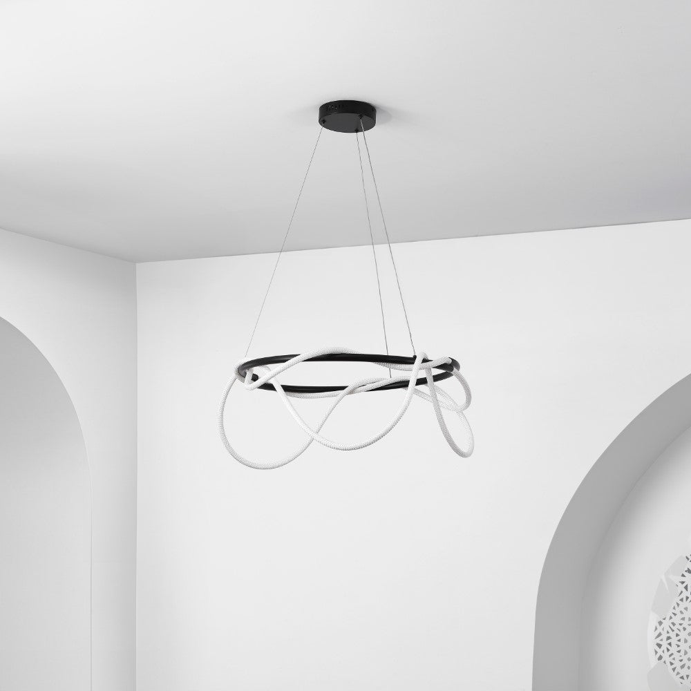 Riya 25" Contemporary Minimalist 360 Adjustable Silicone Neon Rope Dimmable Integrated LED Chandelier