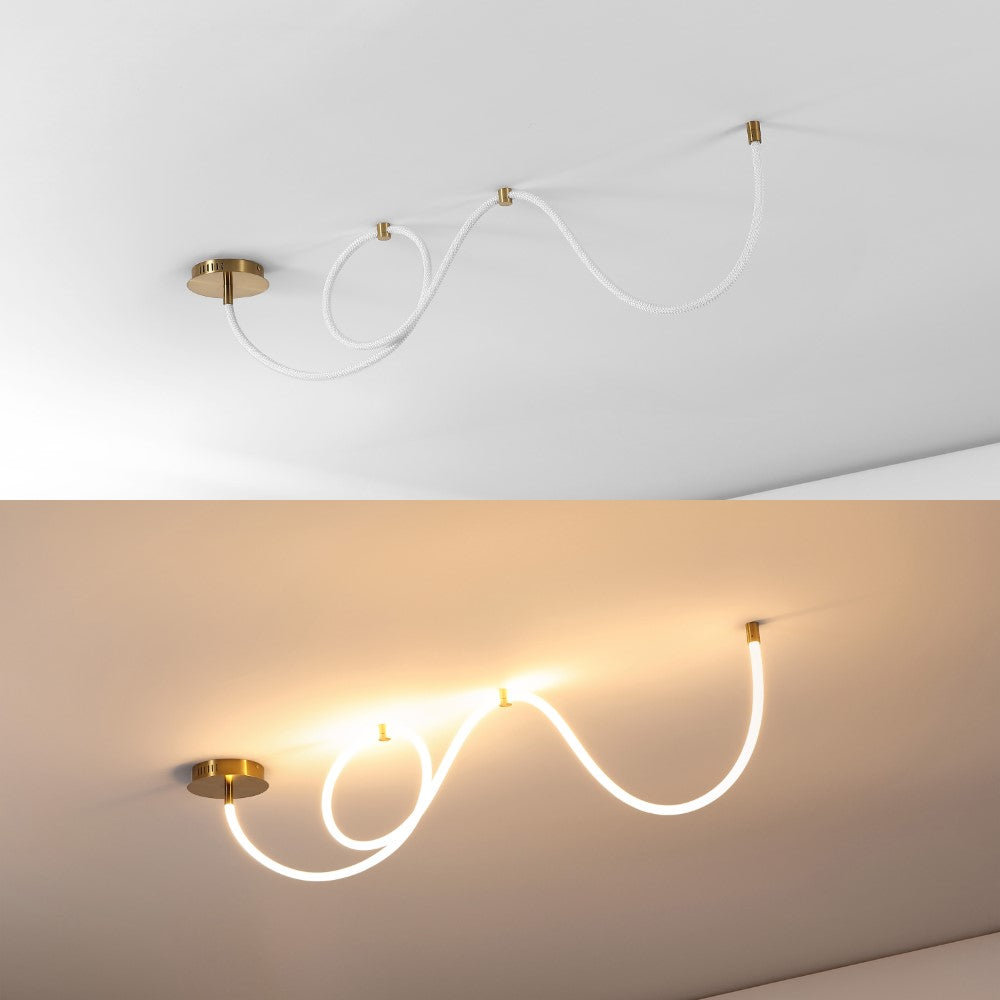 Serafina 55" Contemporary Minimalist 360 Adjustable Silicone Neon Rope Dimmable Linear Integrated LED Flush Mount