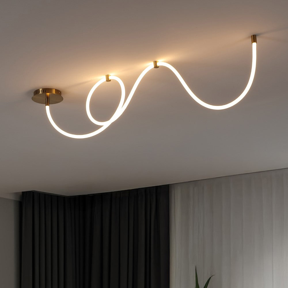 Serafina 55" Contemporary Minimalist 360 Adjustable Silicone Neon Rope Dimmable Linear Integrated LED Flush Mount
