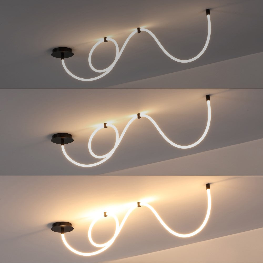 Serafina 55" Contemporary Minimalist 360 Adjustable Silicone Neon Rope Dimmable Linear Integrated LED Flush Mount