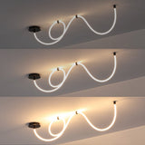 Serafina 55" Contemporary Minimalist 360 Adjustable Silicone Neon Rope Dimmable Linear Integrated LED Flush Mount