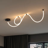 Serafina 55" Contemporary Minimalist 360 Adjustable Silicone Neon Rope Dimmable Linear Integrated LED Flush Mount