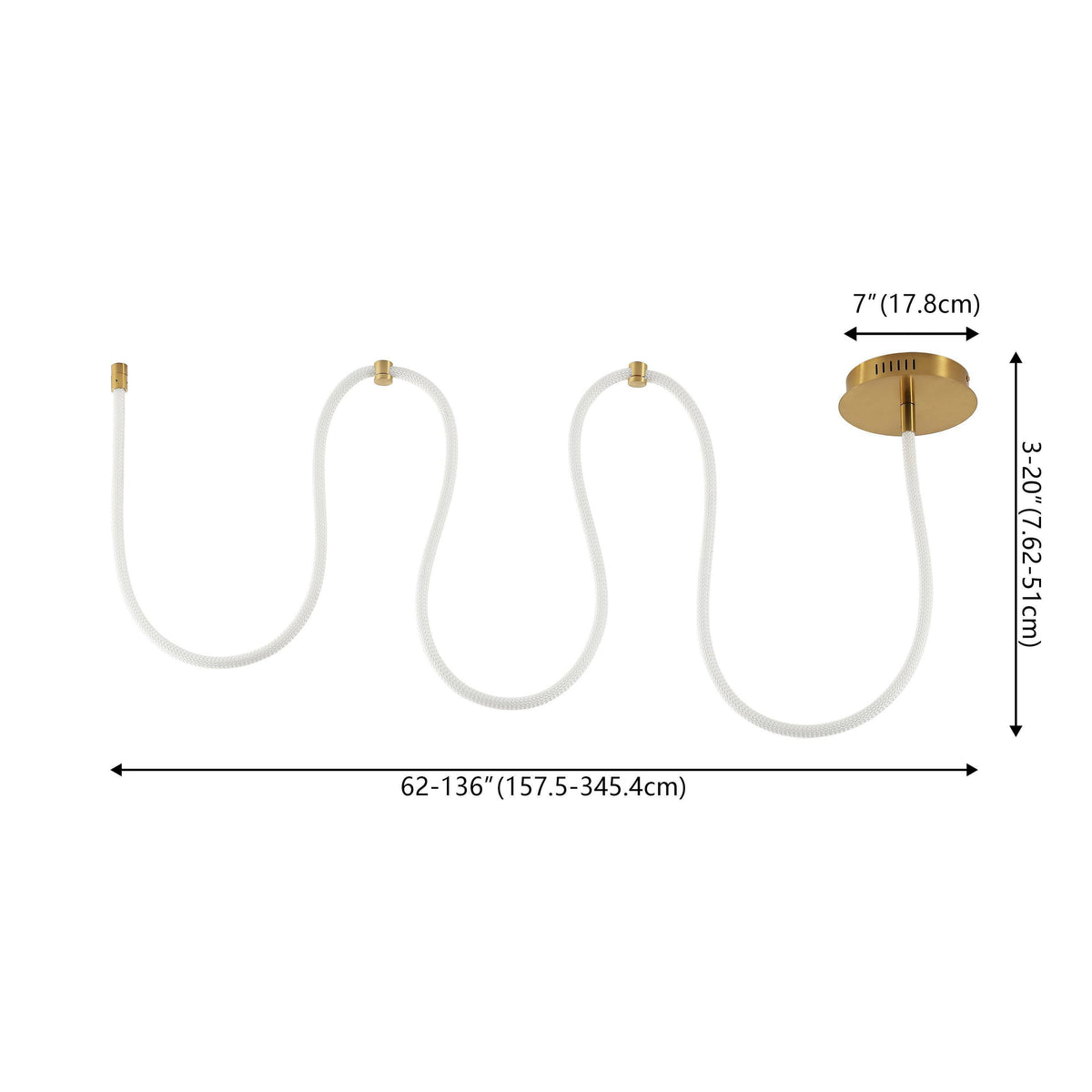 Serafina 62" Contemporary Minimalist 360 Adjustable Silicone Neon Rope Dimmable Linear Integrated LED Flush Mount