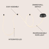 Serafina 62" Contemporary Minimalist 360 Adjustable Silicone Neon Rope Dimmable Linear Integrated LED Flush Mount