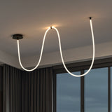 Serafina 62" Contemporary Minimalist 360 Adjustable Silicone Neon Rope Dimmable Linear Integrated LED Flush Mount