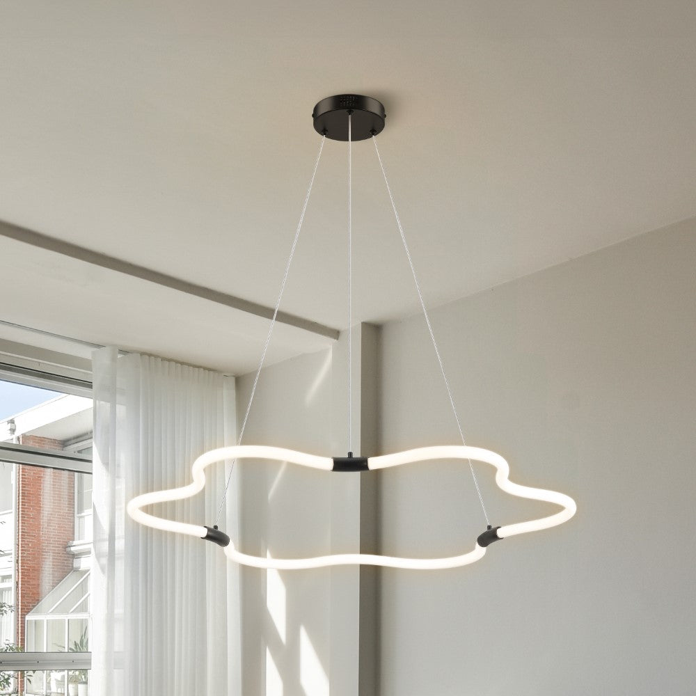 Jarpi 31.5" Contemporary Minimalist Metal/Acrylic Adjustable Dimmable Cloud Integrated LED Chandelier