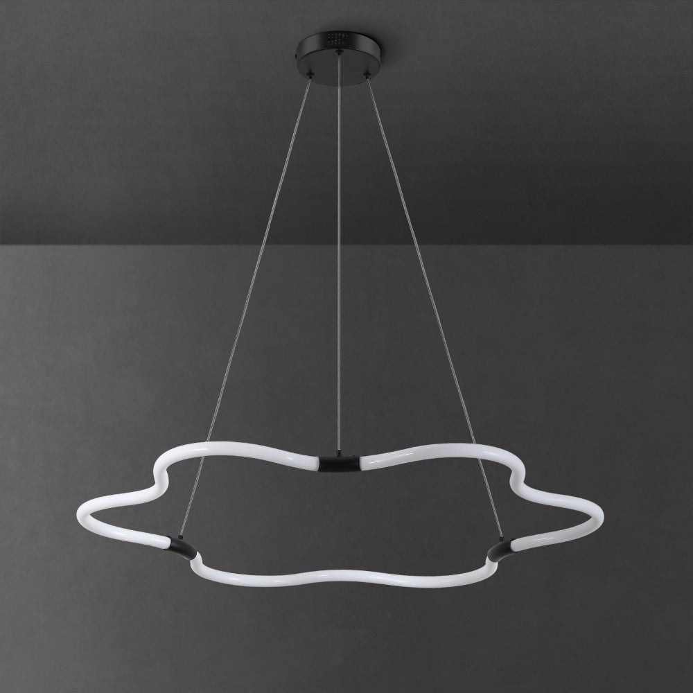 Jarpi 31.5" Contemporary Minimalist Metal/Acrylic Adjustable Dimmable Cloud Integrated LED Chandelier