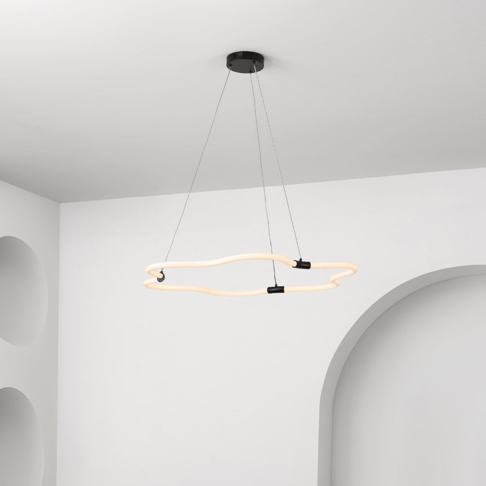 Jarpi 31.5" Contemporary Minimalist Metal/Acrylic Adjustable Dimmable Cloud Integrated LED Chandelier