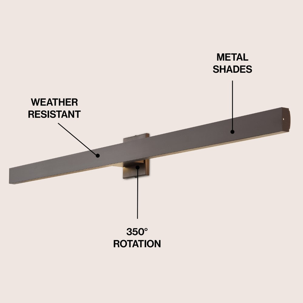 Junipe  49.5" Modern Minimalist Indoor/Outdoor Metal 350-Degree Rotate Dimmable Integrated Linear LED Wall Sconce