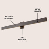 Junipe  49.5" Modern Minimalist Indoor/Outdoor Metal 350-Degree Rotate Dimmable Integrated Linear LED Wall Sconce