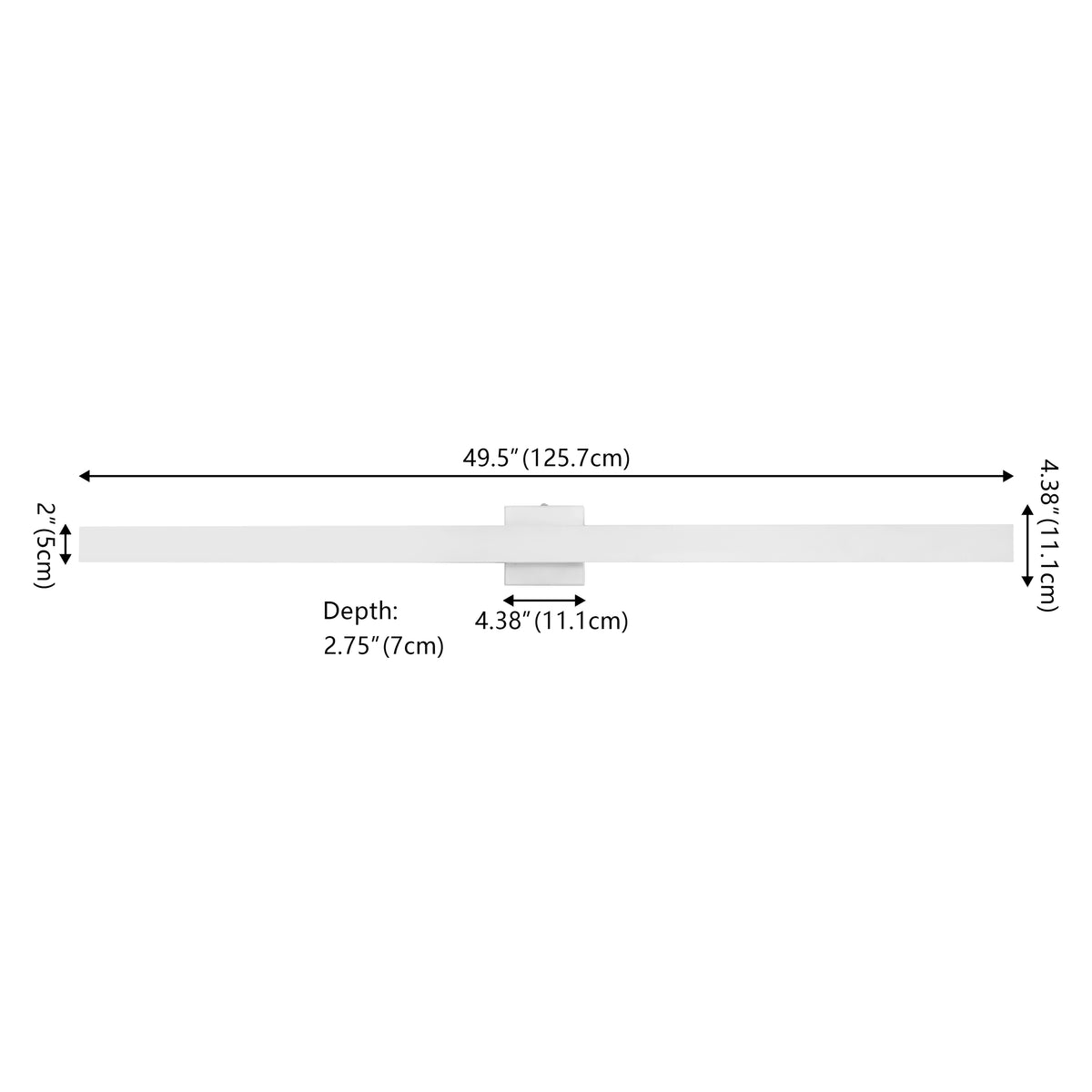 Junipe  49.5" Modern Minimalist Indoor/Outdoor Metal 350-Degree Rotate Dimmable Integrated Linear LED Wall Sconce