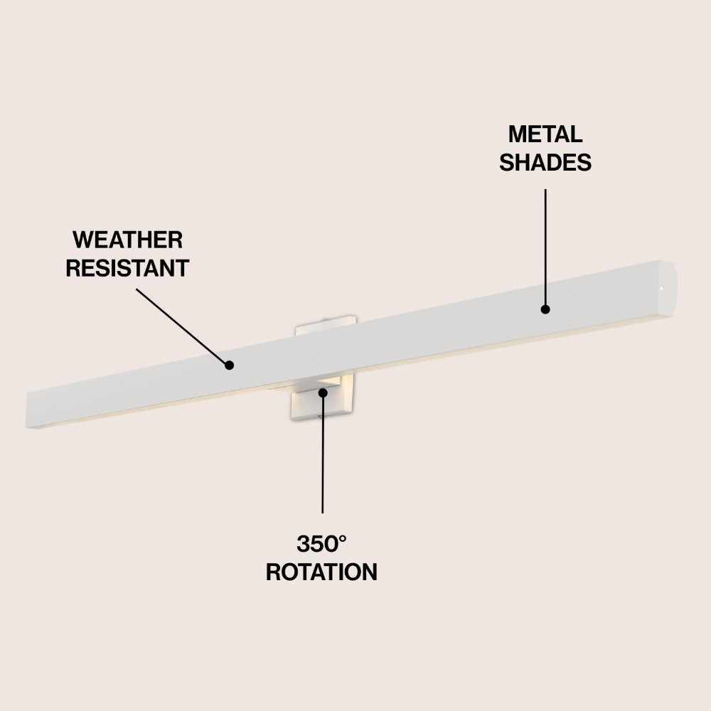 Junipe  49.5" Modern Minimalist Indoor/Outdoor Metal 350-Degree Rotate Dimmable Integrated Linear LED Wall Sconce