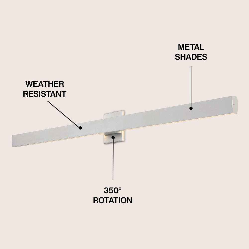 Junipe  49.5" Modern Minimalist Indoor/Outdoor Metal 350-Degree Rotate Dimmable Integrated Linear LED Wall Sconce