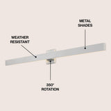 Junipe  49.5" Modern Minimalist Indoor/Outdoor Metal 350-Degree Rotate Dimmable Integrated Linear LED Wall Sconce