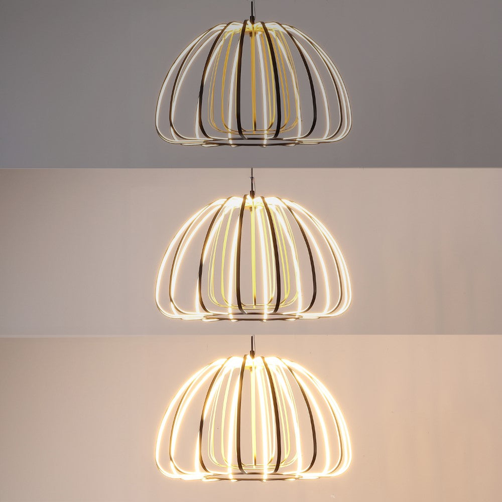 Gigi Modern Glam Metal Adjustable Dimmable Stripe Cage Integrated LED Pendant