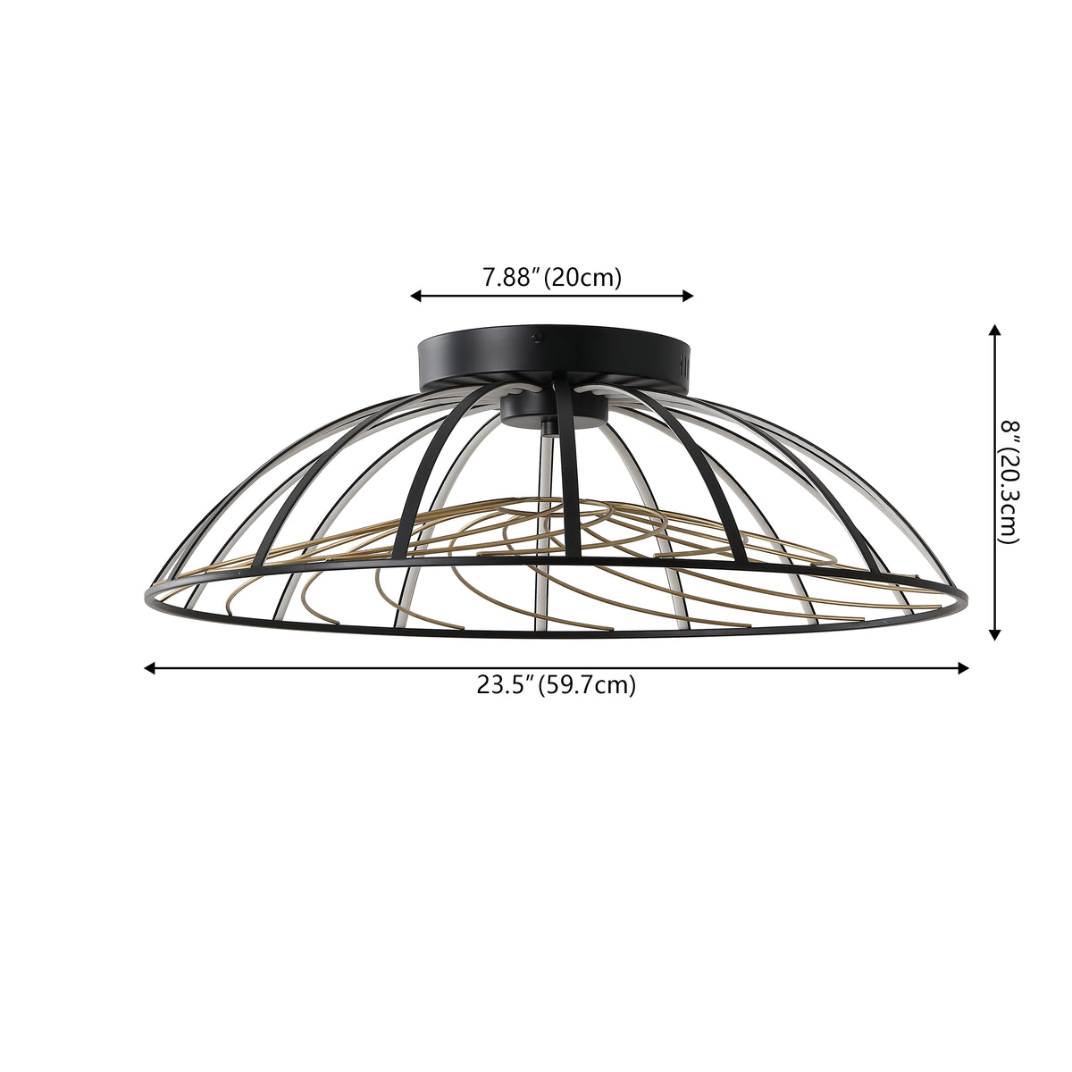 Ambros 23.5" Modern Industrial Metal Dimmable Stripe Half-Cage Integrated LED Flush Mount