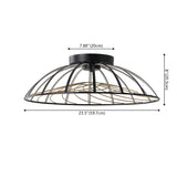 Ambros 23.5" Modern Industrial Metal Dimmable Stripe Half-Cage Integrated LED Flush Mount