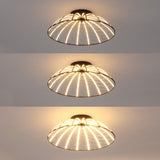 Ambros 23.5" Modern Industrial Metal Dimmable Stripe Half-Cage Integrated LED Flush Mount