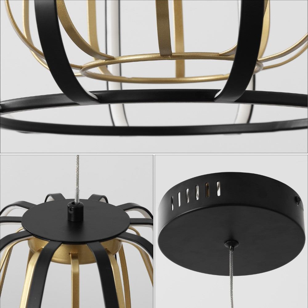 Gigi Modern Glam Metal Adjustable Dimmable Stripe Cage Integrated LED Pendant
