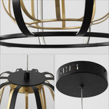 Gigi Modern Glam Metal Adjustable Dimmable Stripe Cage Integrated LED Pendant