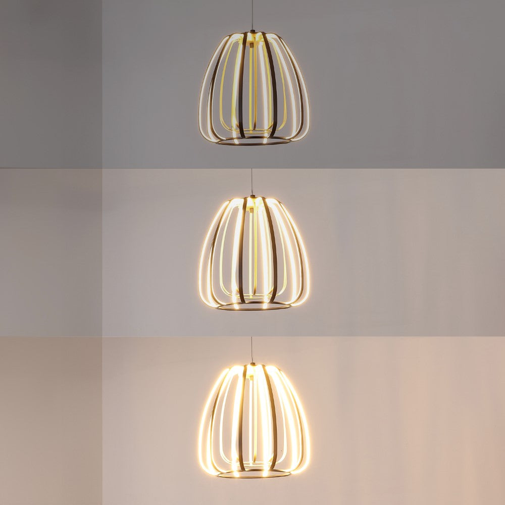 Gigi Modern Glam Metal Adjustable Dimmable Stripe Cage Integrated LED Pendant