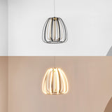 Gigi Modern Glam Metal Adjustable Dimmable Stripe Cage Integrated LED Pendant