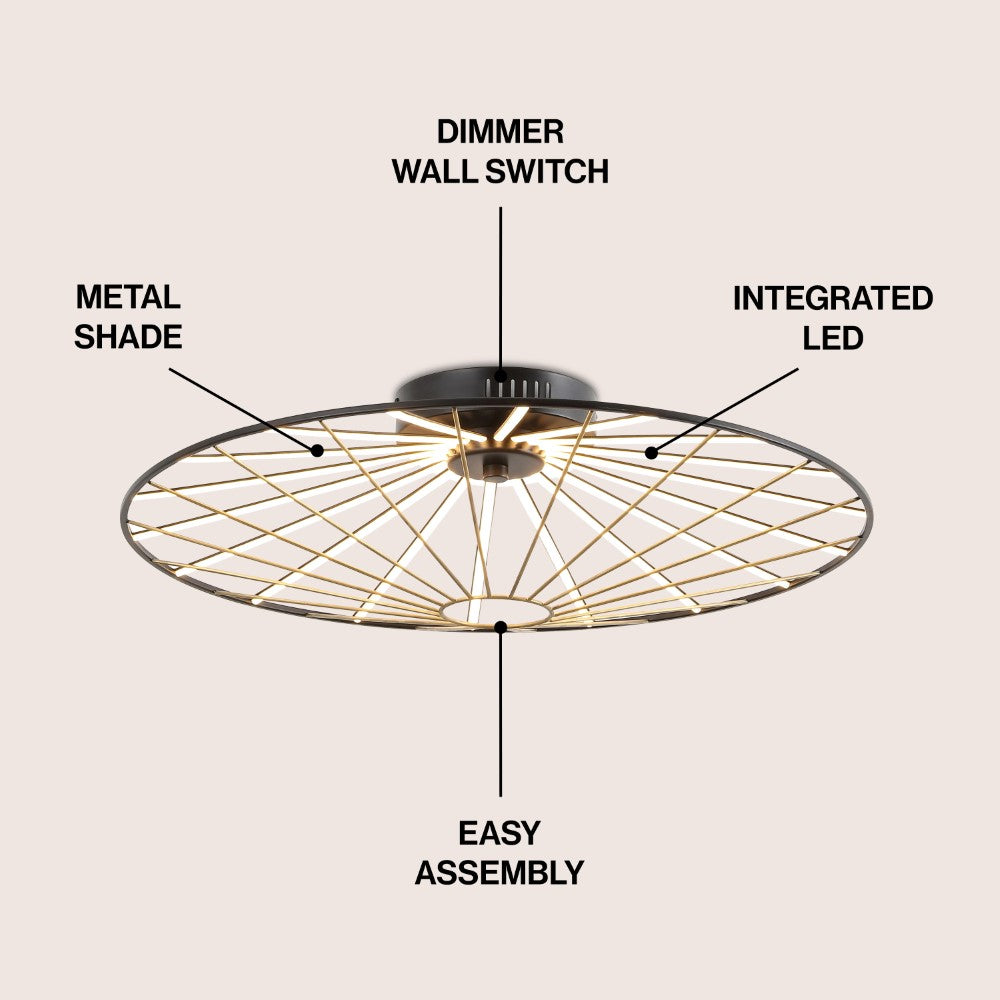 Anders 23.25" Contemporary Scandinavian Dimmable Stripe UFO Integrated LED Flush Mount