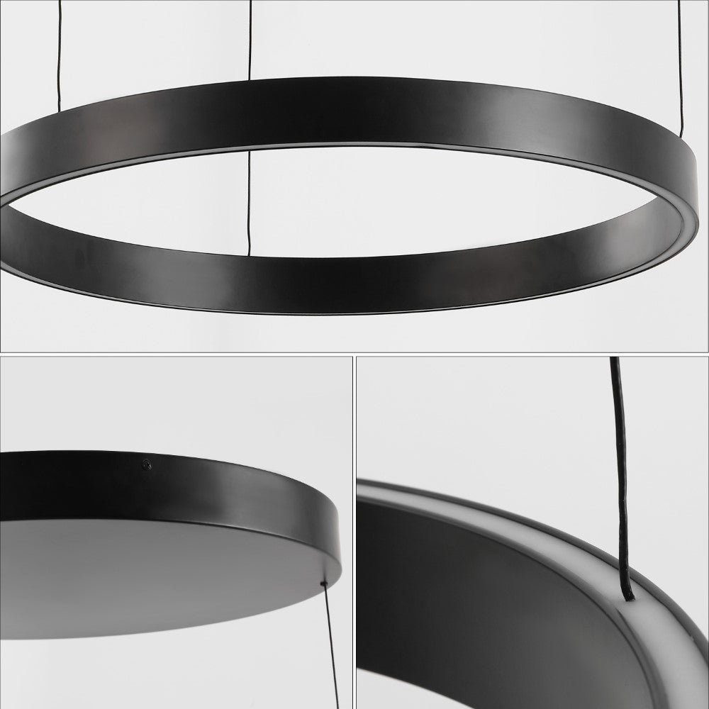 Jense 23.75" Minimalist Modern Metal Adjustable Dimmable Ring LED Pendant