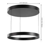 Jense 23.75" Minimalist Modern Metal Adjustable Dimmable Ring LED Pendant