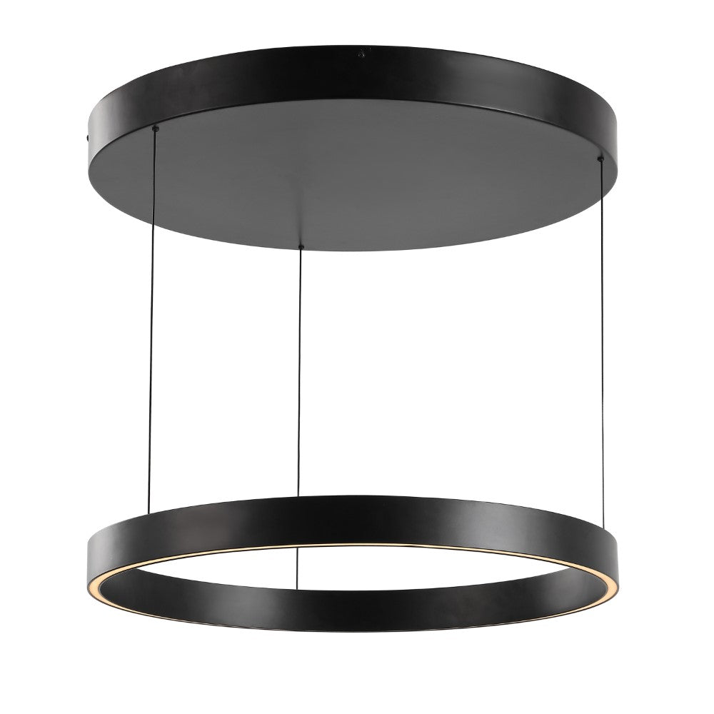 Jense 23.75" Minimalist Modern Metal Adjustable Dimmable Ring LED Pendant