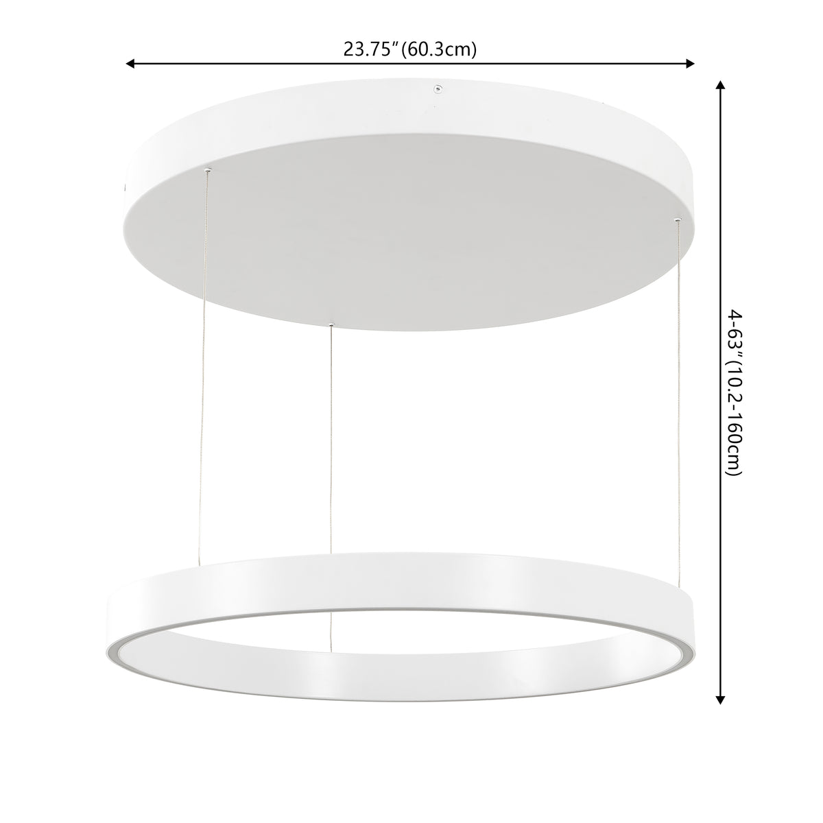Jense 23.75" Minimalist Modern Metal Adjustable Dimmable Ring LED Pendant
