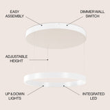 Jense 23.75" Minimalist Modern Metal Adjustable Dimmable Ring LED Pendant