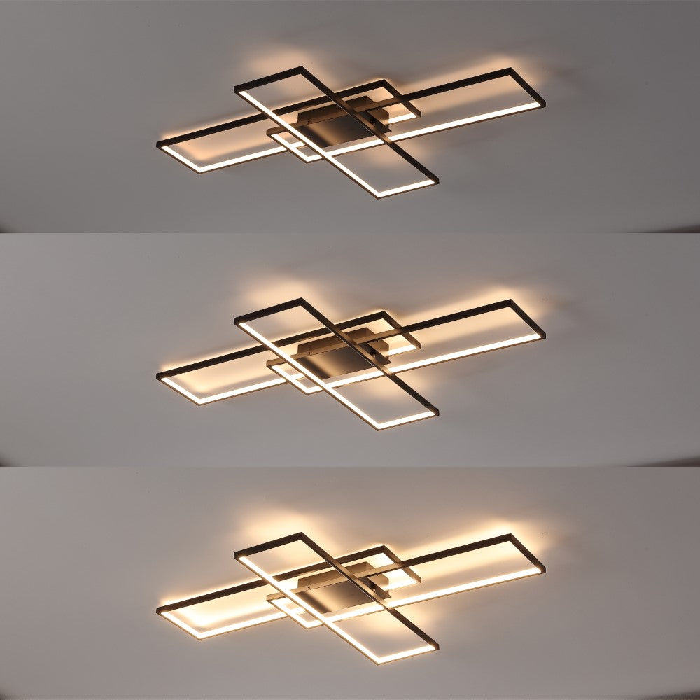 Vala 39" Contemporary Minimalist Metal Adjustable Dimmable Geometric Integrated LED Flush Mount
