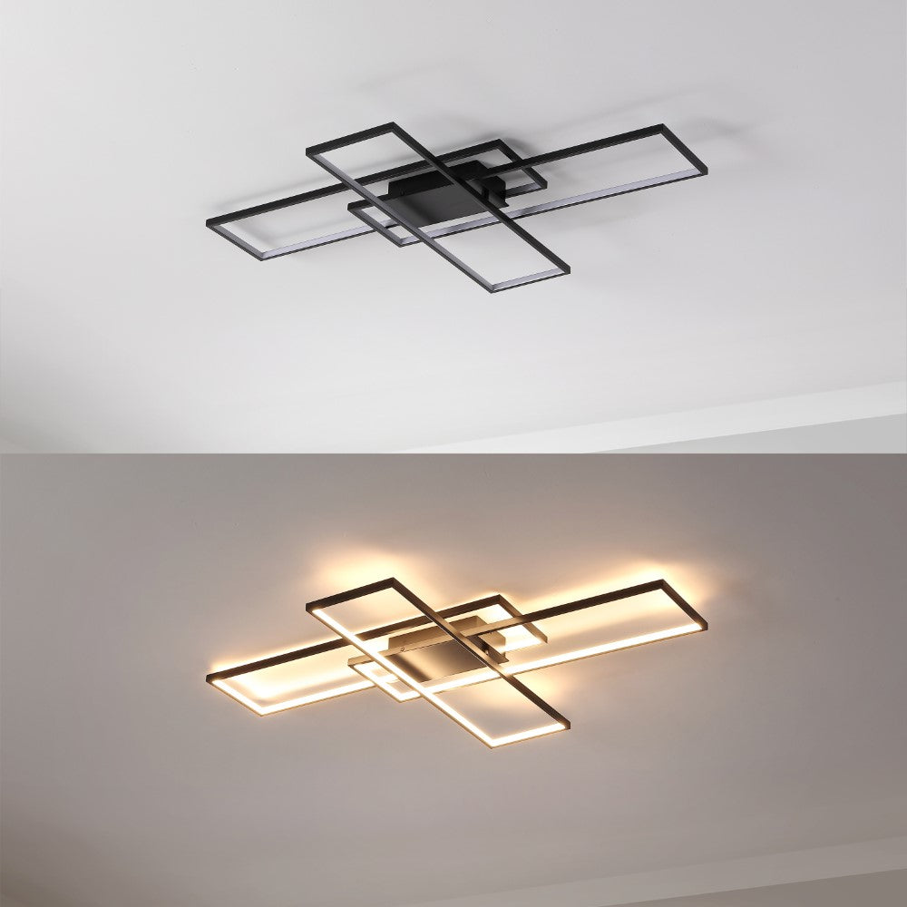 Vala 39" Contemporary Minimalist Metal Adjustable Dimmable Geometric Integrated LED Flush Mount