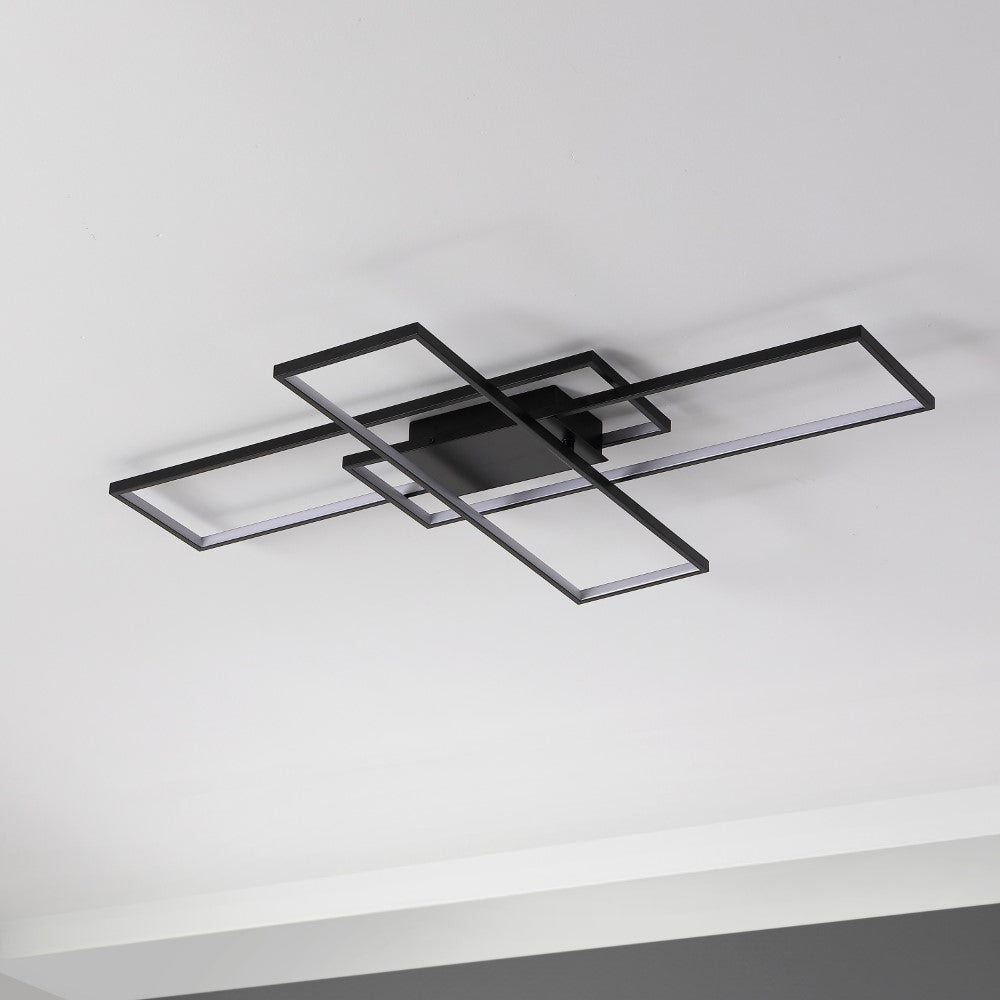 Vala 39" Contemporary Minimalist Metal Adjustable Dimmable Geometric Integrated LED Flush Mount